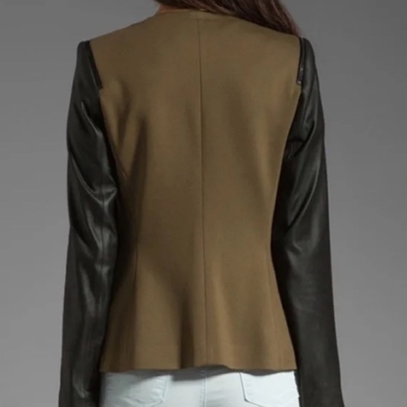 [Theory] Yaisa Pryor Mixed Media Leather Long-Sleeve Open Front Jacket Women’s M - Picture 3 of 12